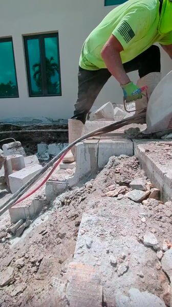 Cutting the steps of the pool